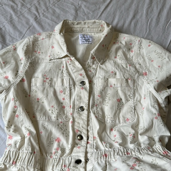 CELEBRITY PINK Romper Women XXLWhite Floral Denim Boiler Suit 1 piece - Picture 5 of 8